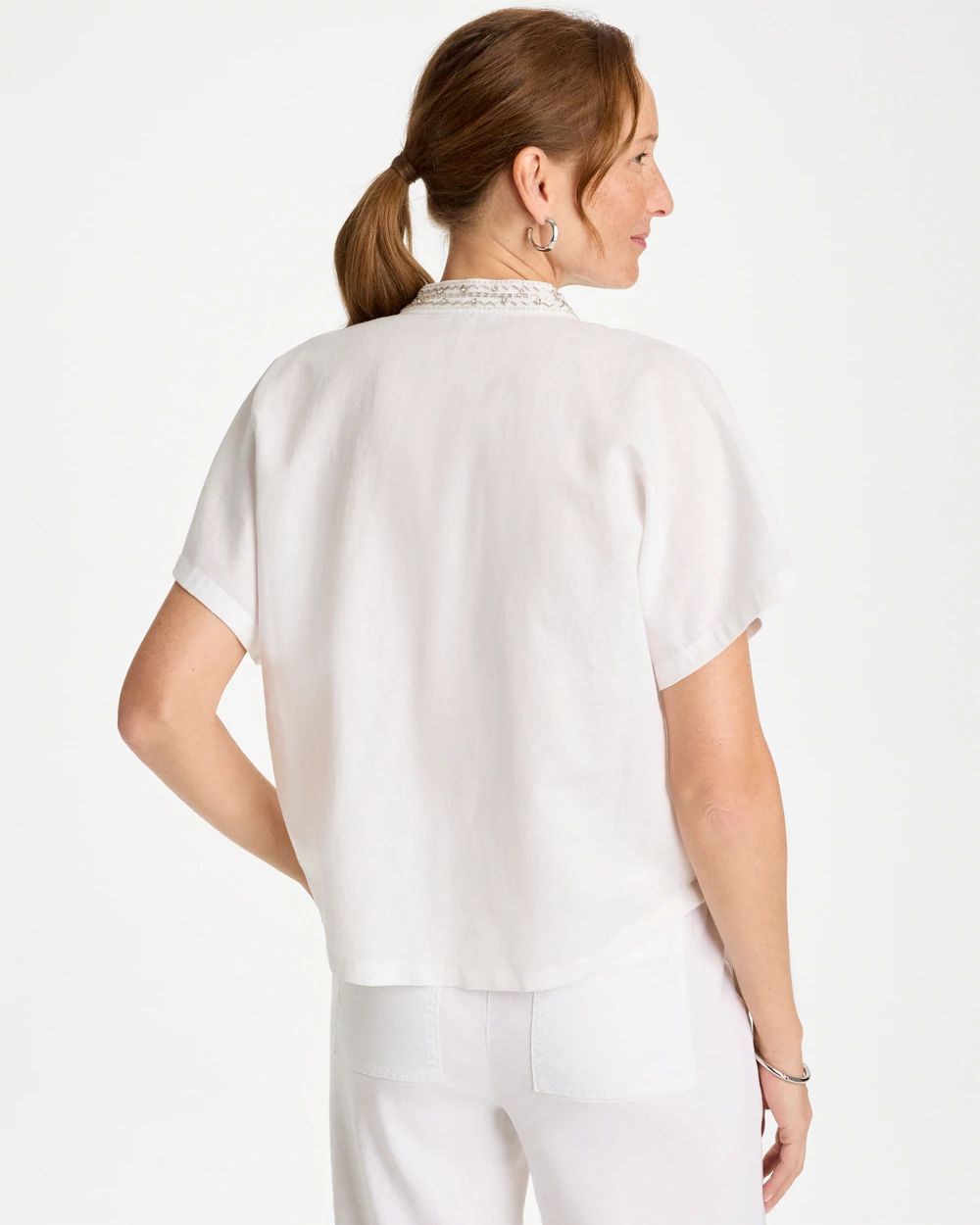 Linen Embellished Popover Top | Chico's